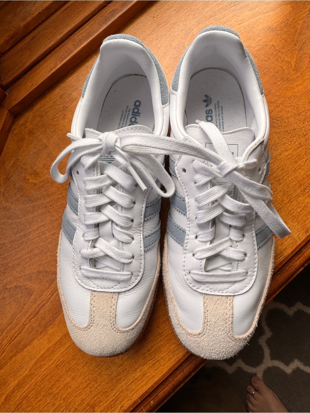 adidas Women’s White and Blue Gray Classic Sneakers